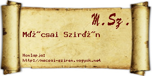 Mácsai Szirén névjegykártya